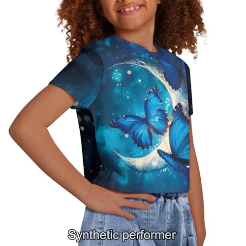 Image of 4th of July Shirt for Girls 7-8 Years US Flag Crop Tops Kids Outfit Independent Day Graphic Tee-