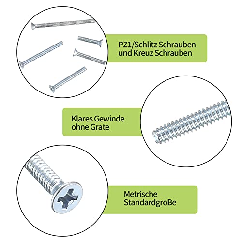 370 Pcs Flat Head Phillips Head Machine Screws Kit, Electrician's Hex Socket Screws, Countersunk Head Screws ssortment Set - Image 4