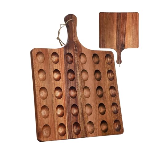 Samuliy Soporte para huevos rellenos | Plato redondo de doble cara con 25 agujeros con asa | Utensilios de servir para el hogar para comedor, dormitorio, escuela, cocina, bufé