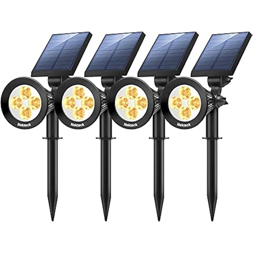 Nekteck 4 Pack Solar Lights, 2-in-1 Outdoor Solar Spotlights Powered Adjustable Wall Light Landscape Lighting, Bright and Dark Sensing, Auto On / Off for Yard, Pathway, Walkway, Garden, Driveway