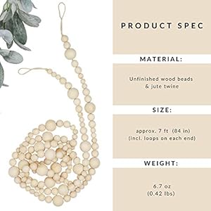 7ft Wood Bead Garland Farmhouse Home Decor Rustic Country Natural Holiday Christmas Tree Boho Decorations Mantel Wall Hanging Prayer Beads 7ft Wood Bead Garland Farmhouse Home Decor Rustic Country Natural Holiday Christmas Tree Boho Decorations Mantel Wall Hanging Prayer Beads