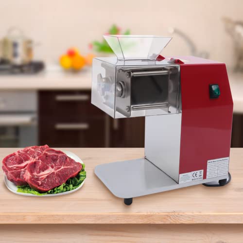 Commercial Electric Meat Cutter, 1100W 1.5HP Vertical Boneless Meat Slicer with 0.138'' Blade, Stainless Steel Pork Cutting Machine for Lamb Beef, 6.1'' x 4.53'' 2.36'' Inlet, Non-adjustable Thickness