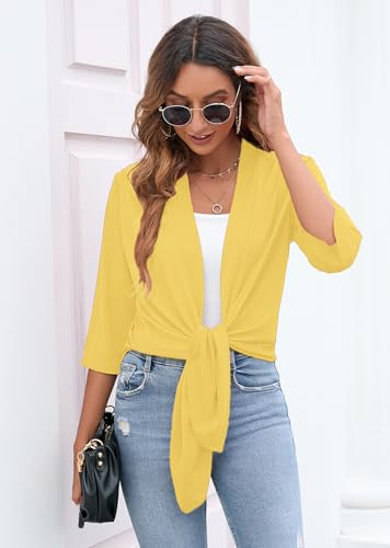 Image of Heymoments Women's Lightweight Open Front Cardigans 3 /4 Sleeve Casual Soft Drape Fall Cardigan S-2XL