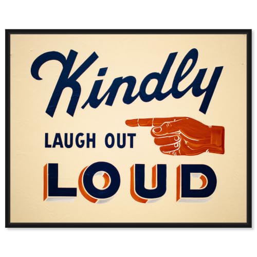 Laugh Loud III Framed Canvas Print Vintage Poster Art by Art Remedy, Black Frame, 45 x 36