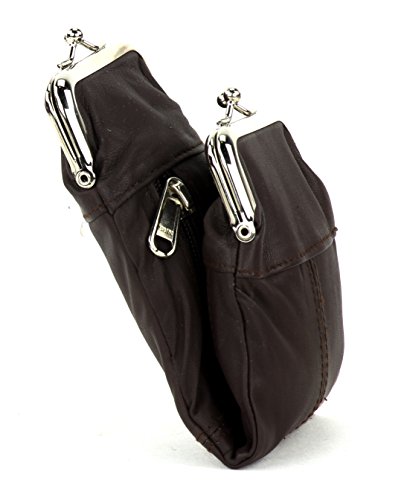 Leather Impressions Sturdy Cigarette Case - Make a Fashion Statement with The Elegant Cigarette Holder Featuring Dual Twist Clasp and a Zipper Pocket, Classic Long-Lasting Lighter Holder (Brown)2