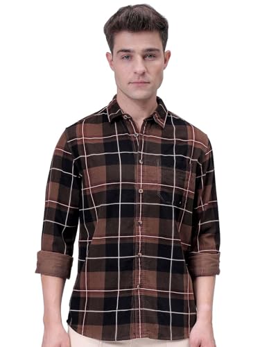 Chemise décontractée coupe droite marron, idéale pour vos sorties et week-ends