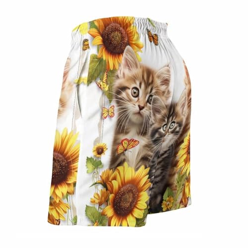 Shorts de surf à séchage rapide pour hommes avec fleurs et chats - 5