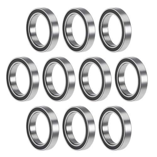 TOP-VIGOR 10Pcs 6702-2RS Deep Groove Ball Bearings, Z2 15mm x 21mm x 4mm Double Sealed Industrial Bearings, Chrome Steel Skateboard Bearings for Electrical Instrument Equipment