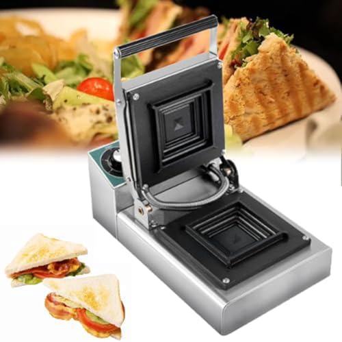 Sandwichera eléctrica de 800 W, tostadora antiadherente de acero inoxidable con luces indicadoras, control de temperatura y mango frío al tacto for cocinar verduras, carne y panqueques.