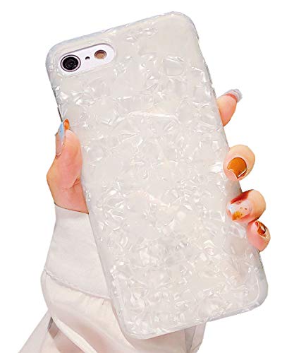 Dailylux Case for iPhone 8, iPhone 7, Glitter Pearly-Lustre Semi-Transparent Shell Protective Phone Case with Soft Back Cover for iPhone 7/8 4.7", White