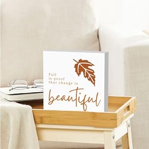 Zopedia fall decorations for home office fall decor fall sign fall is proof that change is beautiful sign thanksgiving sign fall office desk decor 5 x 5 inch  urban country home decor