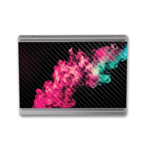 Image of MightySkins Carbon Fiber Skin Compatible with Microsoft Surface Laptop Go 3 (2023) Full Wrap Kit - Magenta Smoke | Protective, Durable Textured Carbon Fiber Finish | Made in The USA