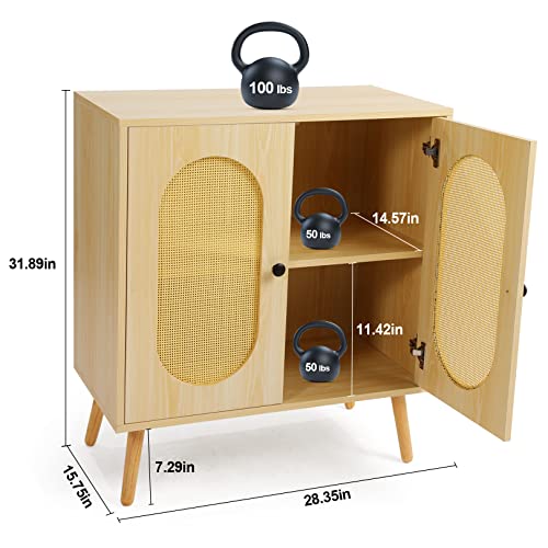 Likein Rattan Storage Cabinet With 2 Doors, Sideboard Buffet Cabinet With Storage, Rattan Accent Storage Cabinet With Doors & Adjustable Shelves For Kitchen, Living Room, Bedroom, Entryway, Office #TOP6