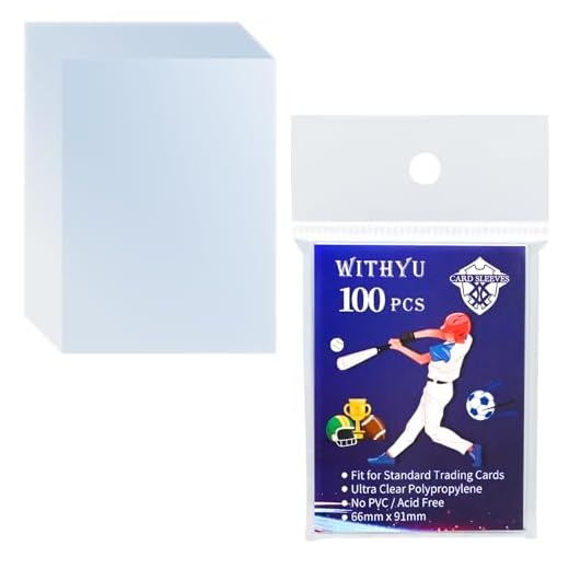 100 Pcs Soft Trading Card Sleeves, Top Loading Sleeves for Standard Cards 2.5" X 3.5"，Ultra-Clear Card Protector for Game Cards, Baseball Cards