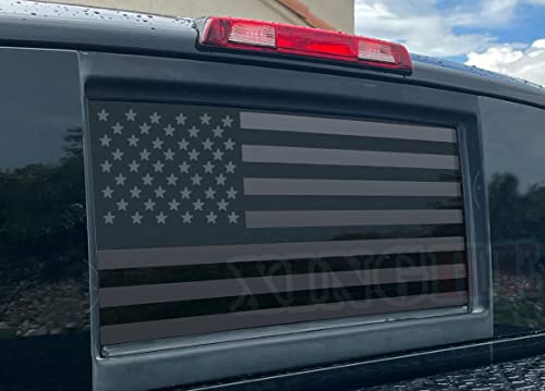 Image of Xinghe for Niss@n Nitan 2013-2023 Long Version, American Flag Decals for Truck Back Middle Window, Matte Black USA Flag Decal for Truck Back Sliding Window