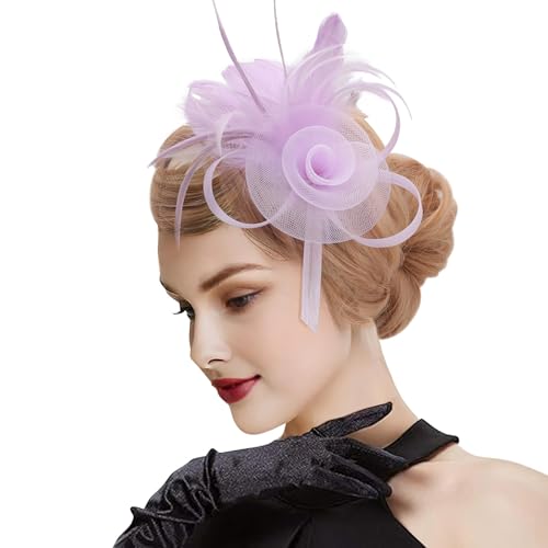 Image of DRESHOW Fascinators Hats for Women Tea Party Fascinator Hats Vintage 50s Headwear Cocktail Wedding Church Derby Hat