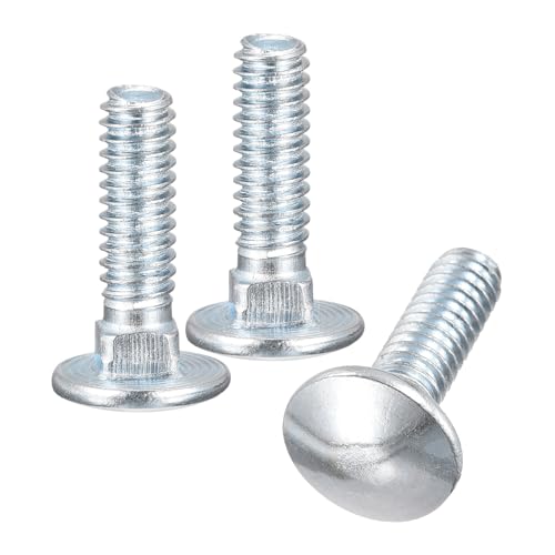 Image of uxcell 1 /4-20x1 Carriage Bolt, 8pcs Round Head Square Neck Screws, Carbon Steel Zinc Plated, Fully Threaded, Silver