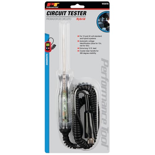 Image of Performance Tool W2978 Hybrid Circuit Tester (12 /42 Volt) With 12' Recoil Cord