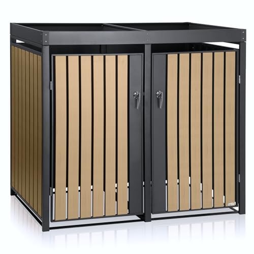 Zelsius Mülltonnenbox 2 Tonnen mit Pflanzdach | (B) 132 x (T) 80...