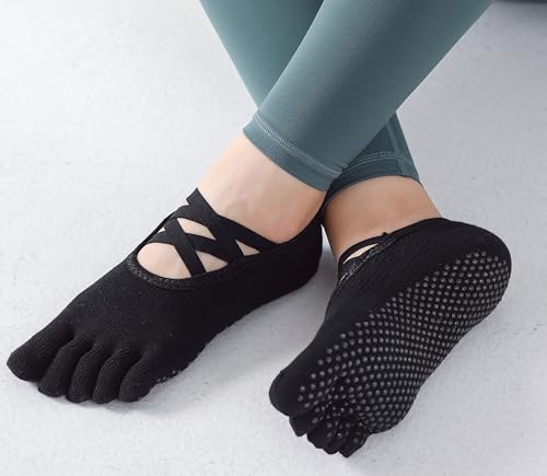 Image of SPENCIAL'S Women Non Slip Yoga Socks With Grips,Cotton Pilates Sports Athletic Dance Short Socks for Girls Ballet Pratice