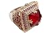Turkish Handmade Jewelry Square Shape Ruby and Round Cut Topaz 925 Sterling Silver Ring Size Option