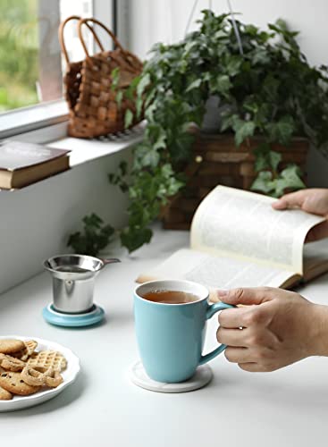 Sweese 15 Oz Porcelain Tea Mug With Infuser And Lid, Loose Leaf Tea Cup, Gifts For Tea Lover, Turquoise - 201.102 #TOP7