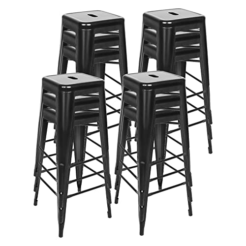 XUANYU Lot de 12 Tabourets de Bar en Métal, Chaise de Bar Empilable Tabouret Hautes de Cuisine, Ensemble de Chaises de Salon, Tabouret Hautes de Jardin...