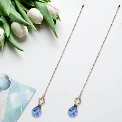 Image of GORGECRAFT 2PCS Ceiling Fan Pull Chain 15 Inches Light and Fan Cord Round Swith Connector Royal Blue Crystal Diamond Fan Pull Chain Charms Ceiling Fan Pull Chain Extenders for Ceiling Light Lamp