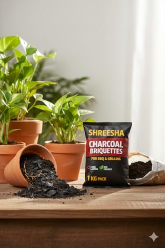 Image of Charcoal Briquettes| All Natural Long Lasting Coal for Barbecue| Coal for Cooking & Grilling| BBQ Koila for Camping & Cooking| Long Burning Koyla for Home, Garden & Outdoor Use 1 KG