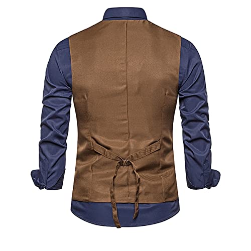 Allthemen Gilet Homme avec Couches Slim Fit Costume Veste sans Manche Business Casual pour Fête de Mariage Formelle Café L - Image 4