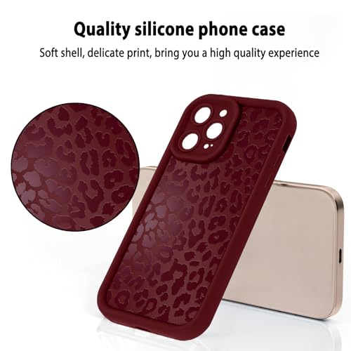 Coalbooliy Handyband Handyhülle für iPhone 16 Pro hülle 6,3’’ mit Band Kette, Aesthetic Rot Leopard Herbst Muster Mädchen Design mit Kordel zum Umhängen Cover Universelles Silikon Case, 02