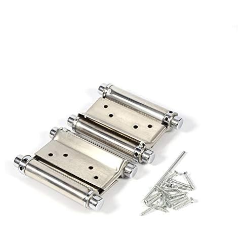 Double Action Spring Hinge, 2PCS 3 Inch Stainless Steel Double Spring Hinge Two-Way Inside and Outside Opening Salon Cafe Door Swing Door Hinge Cover