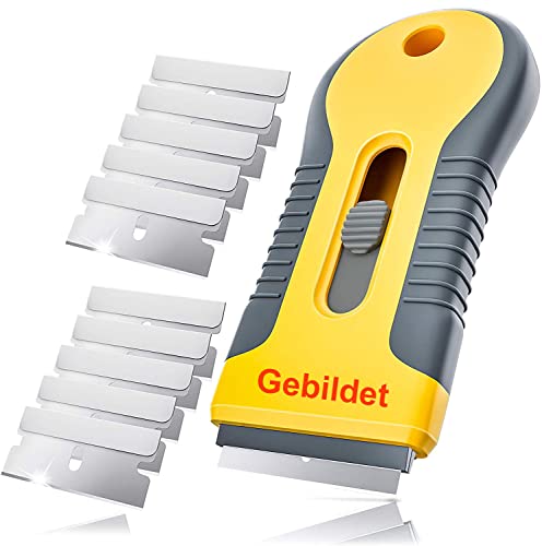 Gebildet Razor Blade Scraper with 10pcs Carbon Steel Blades for Removing Vinyl Decals Stickers &Glue from Cars, Boats and Other Delicate Surfaces