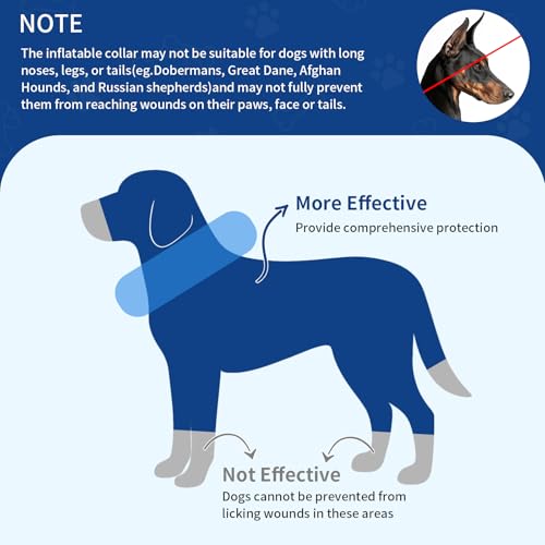 FWLWTWSS Halskrause Hund & Katze, Aufblasbarer Halskrause Hund Weich, Verstellbarer Schnalle, für Genesung Nach Operationen Oder Wunden, L