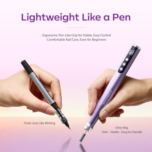 Makartt Nail Stand for Press On Nails Display Practice Bundle with Pen-Shaped Rechargeable Nail Drill for Beginners: 25,000 RPM Cordless Electric Nail File image 5