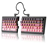ZORNHER ST68 Kabellose, ergonomische, geteilte mechanische Tastatur, 65 % rosa und lila, benutzerdefinierte cremige TKL Tastatur mit Drehknopf, beleuchtete PBT-Tastenkappen, vorgeschmierte lineare
