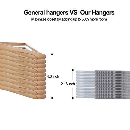 Fsuteg Hangers，Plastic Clothes Hangers, Upgraded Rubber Stripe Non-Slip Coat Hangers,50 Pack Dry Wet Trousers Pants Hangers,Space Saving,Heavyduty Gray #TOP3