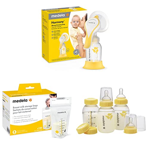 Image of Medela Manual Breast Pump Bundle with Storage Bottles and Bags
