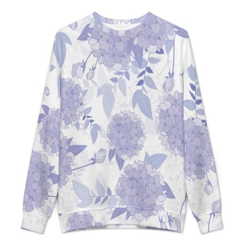 MoBlinko Mens Sweater Pink Hydrangea Flower Sweaters for Men Crew Neck Sweater for Men Lightweight Pullover2