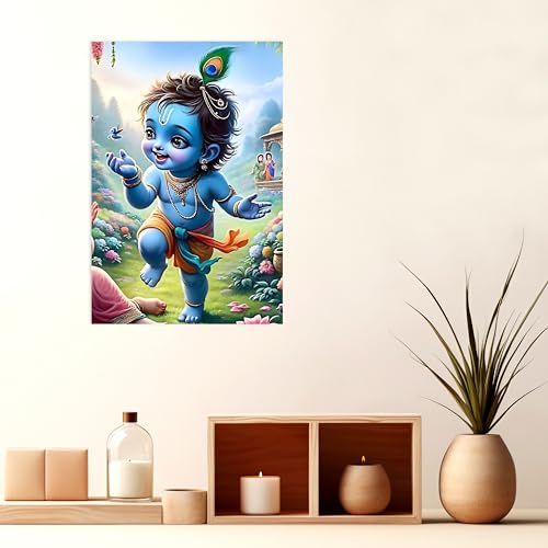 Image of Twinster Bal krishna Posters Photo for Pregnant Women, Baby Poster Self Adhesive (Size 45 cm by 30 cm) Pack of 1 (Design 23)