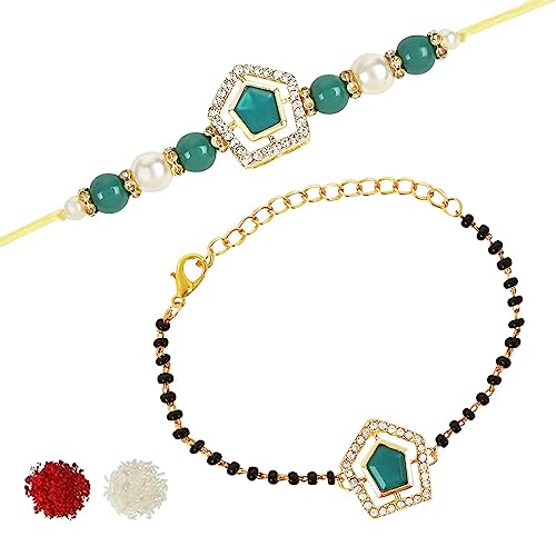 Image of I Jewels Design Rakhi With Roli Chawal & Rakshabandhan Card For Bro /Brother /Bhai