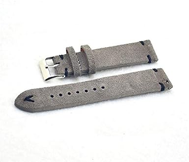 Cinturino in vera pelle scamosciata stile retrò, 18 mm, 20 mm, 22 mm, nero  marrone e blu scamosciato, fibbia in acciaio inox Pulseira maschio SHISI  (colore cinturino: grigio linea nera) : Amazon.it: Orologi