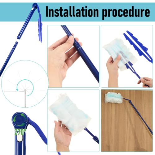 Image of Colingmill 12 Pack Replacement Duster Handles, 3 Ft Extendable, Blue