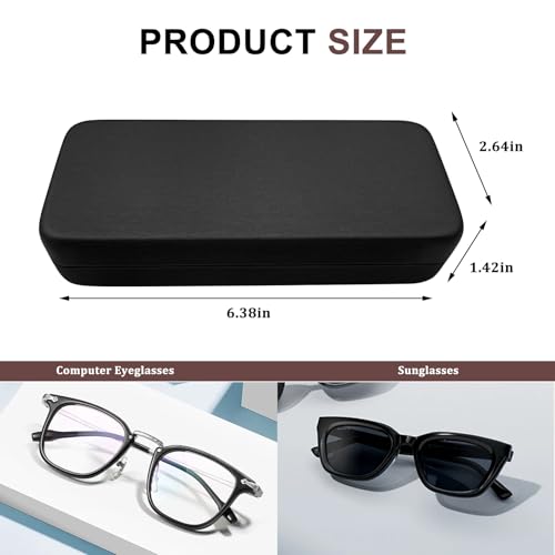 Image of 2 Pcs Hard Shell Eyeglasses Case, PU Leather Unisex Hard Glasses Case (brown)
