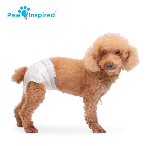 Image of Paw Inspired 32ct Disposable Dog Diapers | Female Dog Diapers Ultra Protection | Diapers for Dogs in Heat, Excitable Urination, or Incontinence (Small) | Ultra Protection, Adjustable Fasteners, Comfortable Fit, Leakproof Core, For Dogs in Heat, Excitable Urination, Incontinence