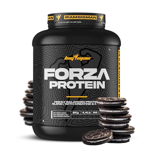 BigMan | Forza Protein 2kg | Proteína 80% | Aislado proteína Soja + Concentrado proteína Whey | Creatina | Alto Contenido en Proteínas y Recuperador (2,1Kg, Gallega Negra)