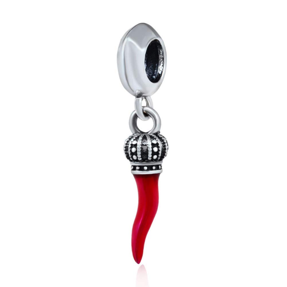 Breloque en forme de corne rouge en argent sterling 925 pour bracelet Pandora, Argent sterling Argent
