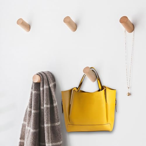 Miniatura 4 de Juyibaao 8 Ganchos De Madera Para Abrigos, Ganchos De Pared De Haya Con Tornillos, Ganchos De Pared De Madera Natural Para Pasillo, Dormitorio Y Cocina