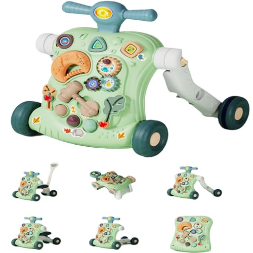 Quxxuol子供用歩行器、おもちゃベビーカー、多機能ベビーカー、室内おもちゃ、赤ちゃんのO脚防止、横転防止、音楽付き、子供用幼児用ベビーカー (グリーン,B)