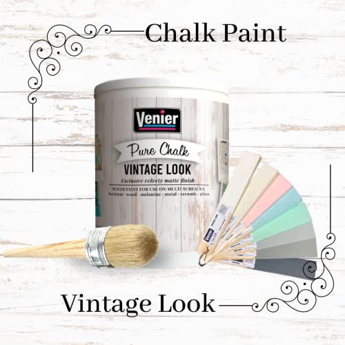 Pure Chalk Paint Venier, White Vintage Look - 33.81 Fl.oz. - All In One Paint For Furniture, Crafts, Home Decor - Vintage Chalk Paint - Matte Finish Paint - Multi-Surface Paint For Restoration Of Furniture, Cabinets, Wood, Metal, Ceramics & Glass (Vintage White) #TOP7